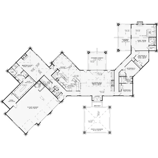 Ranch House Plan First Floor - Macedonian Escape Ranch Home 055D-0932 - Shop House Plans and More