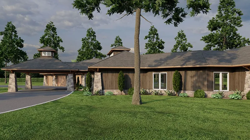 Contemporary House Plan Side View Photo 02 - Macedonian Escape Ranch Home 055D-0932 - Shop House Plans and More