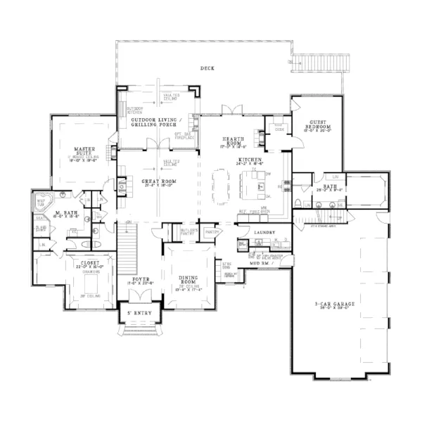 Traditional House Plan First Floor - Bridgerstone Luxury Home 055D-0934 - Search House Plans and More