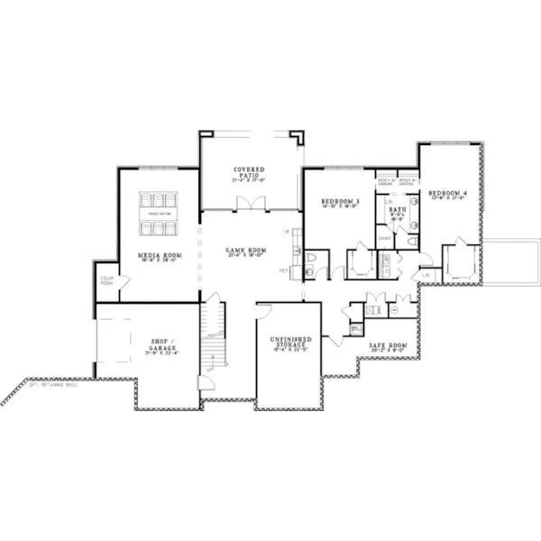 Traditional House Plan Lower Level Floor - Bridgerstone Luxury Home 055D-0934 - Search House Plans and More