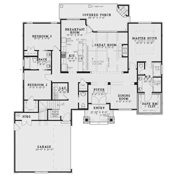 Rustic House Plan First Floor - Keystone Lane Rustic Home 055D-0935 - Search House Plans and More