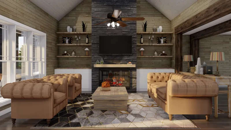 Rustic House Plan Living Room Photo 01 - Keystone Lane Rustic Home 055D-0935 - Search House Plans and More
