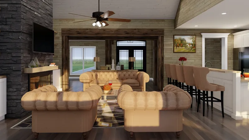 European House Plan Living Room Photo 11 - Keystone Lane Rustic Home 055D-0935 - Search House Plans and More