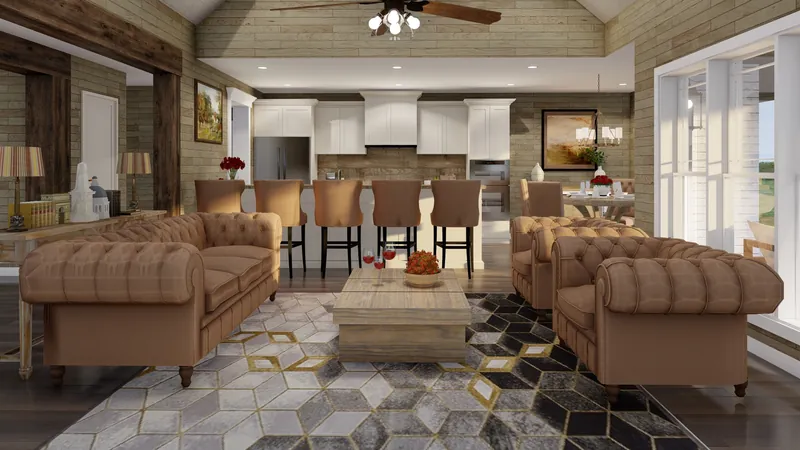 European House Plan Living Room Photo 12 - Keystone Lane Rustic Home 055D-0935 - Search House Plans and More