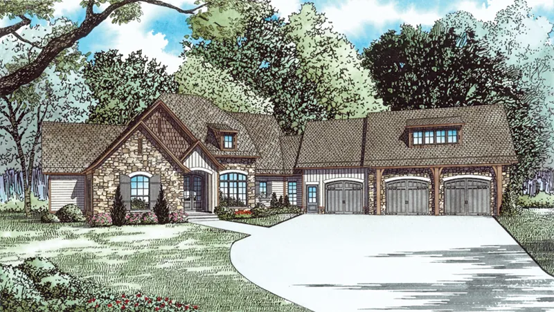 English Cottage House Plan Front of Home - Dellwood Drive European Home 055D-0937 - Search House Plans and More