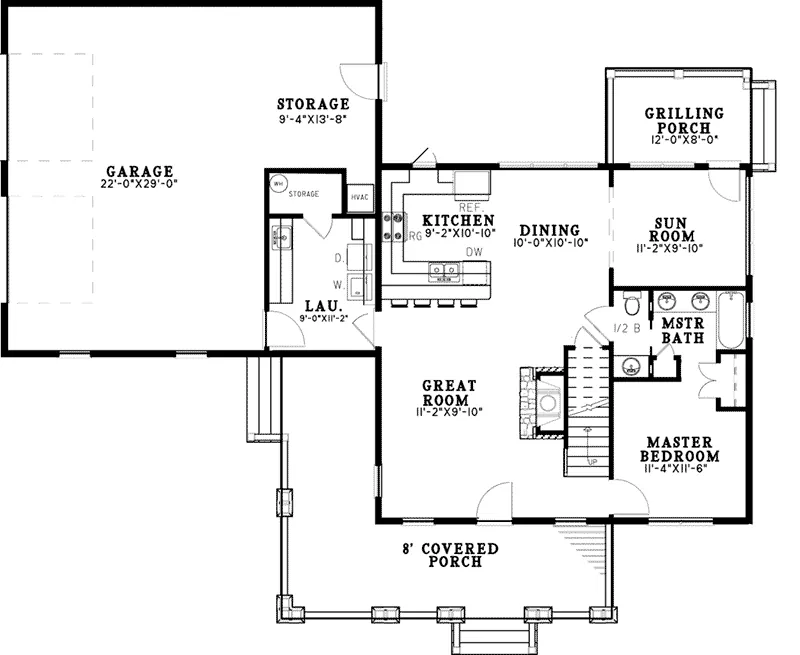 Vacation House Plan First Floor - Weekend Retreat Craftsman Home 055D-0939 - Shop House Plans and More