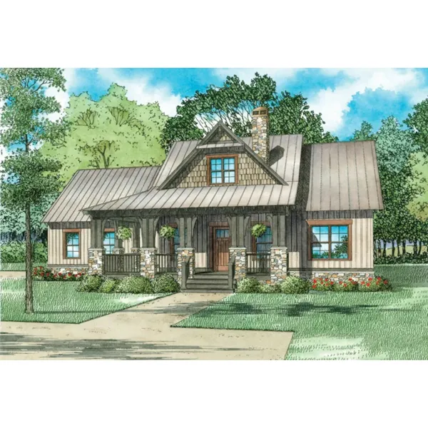 Mountain House Plan Front of Home - Weekend Retreat Craftsman Home 055D-0939 - Shop House Plans and More