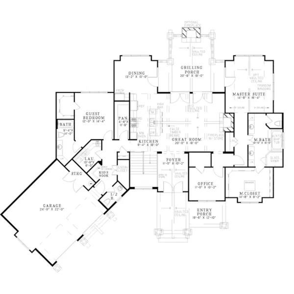 European House Plan First Floor - Blueridge Overlook Rustic Home 055D-0940 - Search House Plans and More