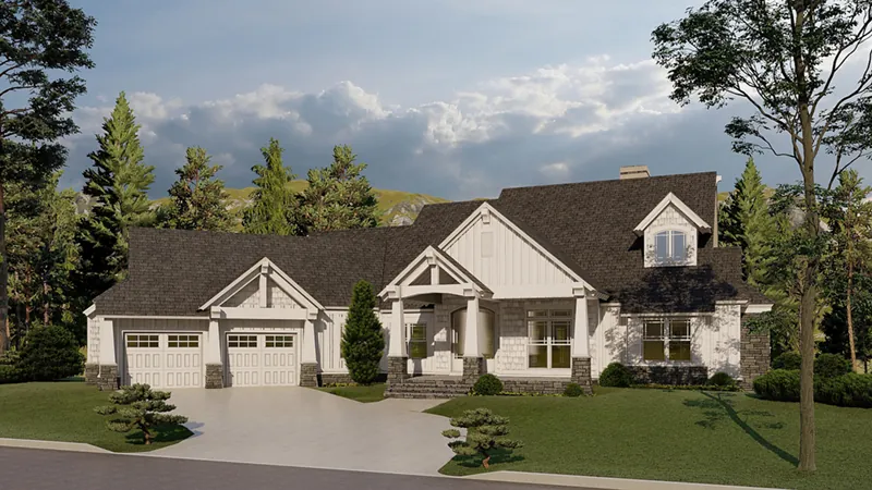 European House Plan Front of Home - Blueridge Overlook Rustic Home 055D-0940 - Search House Plans and More