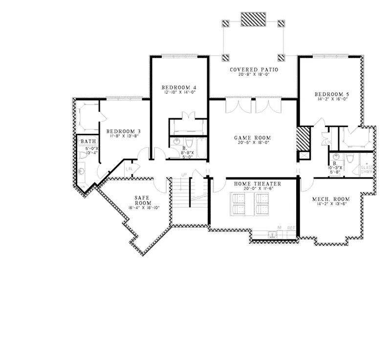 Arts & Crafts House Plan Lower Level Floor - Blueridge Overlook Rustic Home 055D-0940 - Search House Plans and More