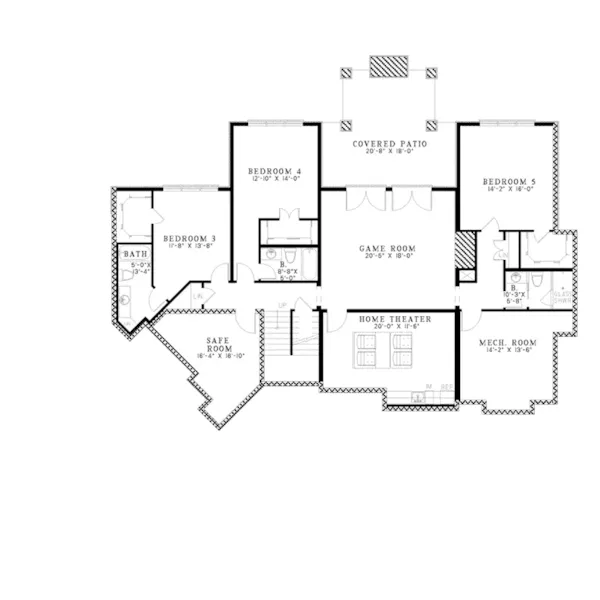 European House Plan Lower Level Floor - Blueridge Overlook Rustic Home 055D-0940 - Search House Plans and More