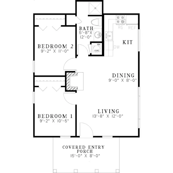 Cabin & Cottage House Plan First Floor - Ridge View Rustic Cabin 055D-0941 - Shop House Plans and More