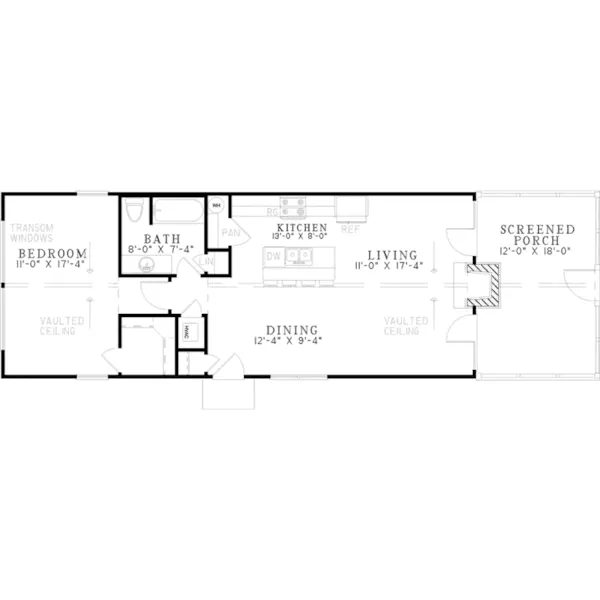 Country House Plan First Floor - Cozy Retreat Shingle Cabin 055D-0943 - Search House Plans and More