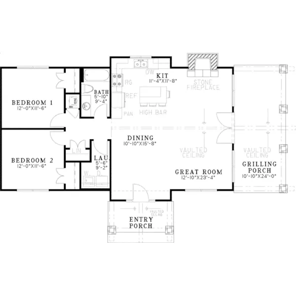 Cabin & Cottage House Plan First Floor - Cozy Getaway Lake Cabin 055D-0944 - Search House Plans and More