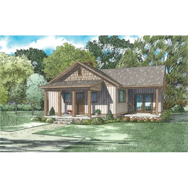 Cabin & Cottage House Plan Front of Home - Moss Lake Rustic Cabin 055D-0945 - Shop House Plans and More