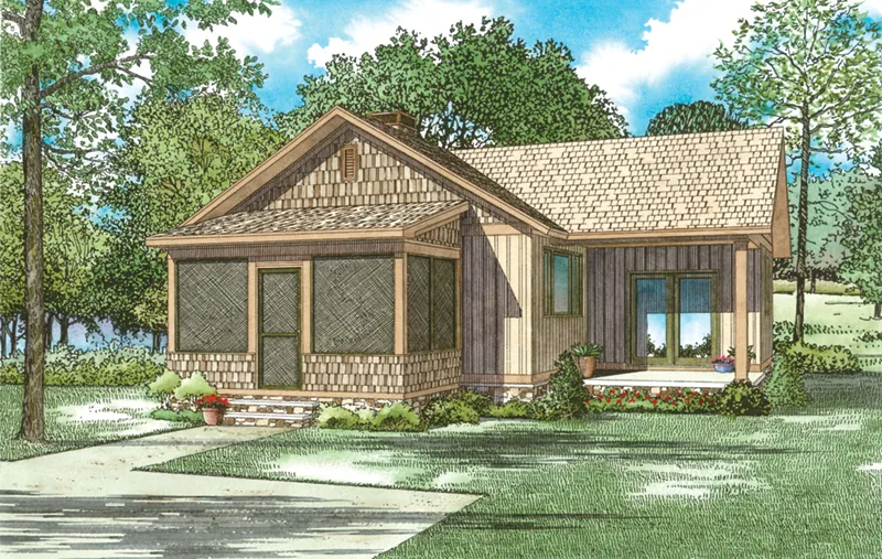 Rustic House Plan Front of Home - Moss Pond Rustic Cabin 055D-0946 - Shop House Plans and More