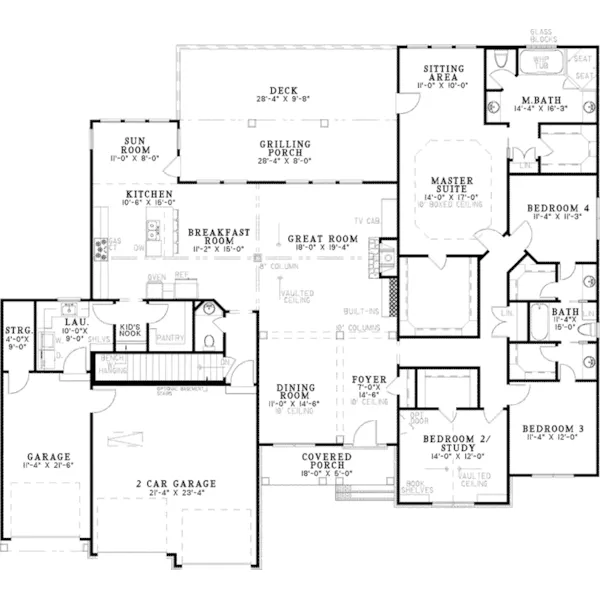 Traditional House Plan First Floor - Dogwood Drive Country Home 055D-0947 - Search House Plans and More