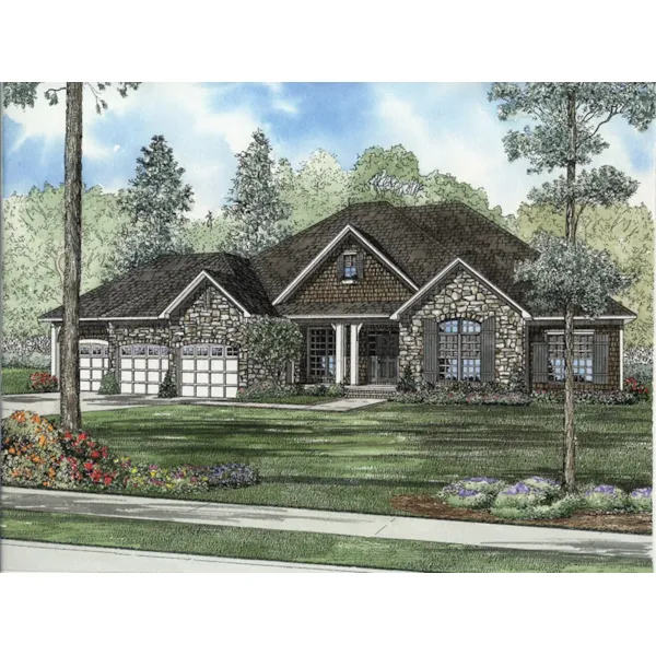 Traditional House Plan Front of Home - Dogwood Drive Country Home 055D-0947 - Search House Plans and More