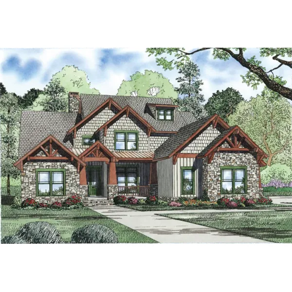 Southern House Plan Front of Home - Stoneboro Rustic Craftsman Home 055D-0954 - Shop House Plans and More