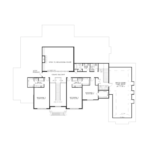 Southern House Plan Second Floor - Abbeyhaven Luxury Home 055D-0955 - Search House Plans and More