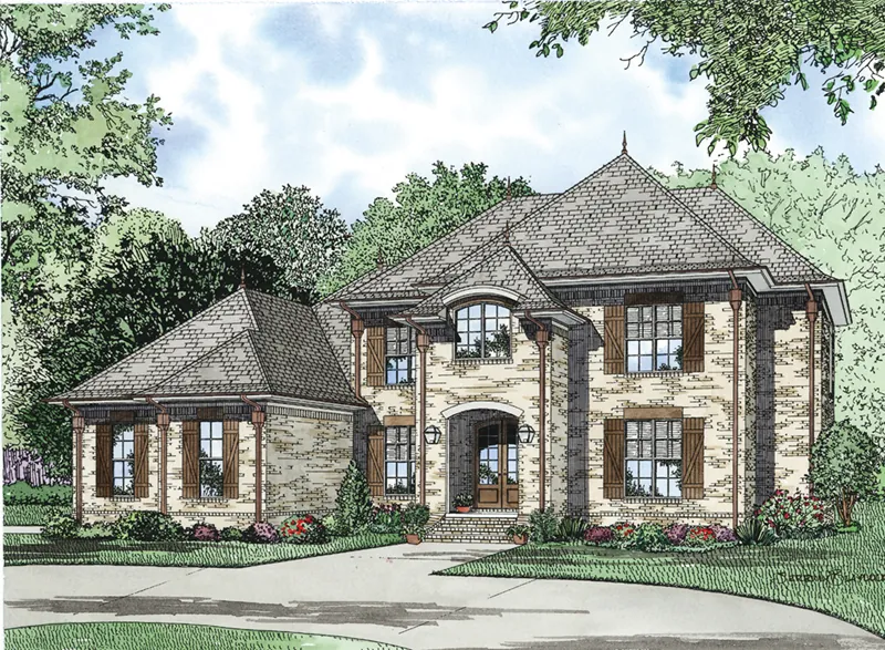 Traditional House Plan Front of Home - Agnes Hill Luxury Home 055D-0956 - Search House Plans and More