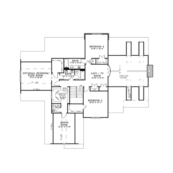 Traditional House Plan Second Floor - Santee Trail Rustic Home 055D-0959 - Shop House Plans and More