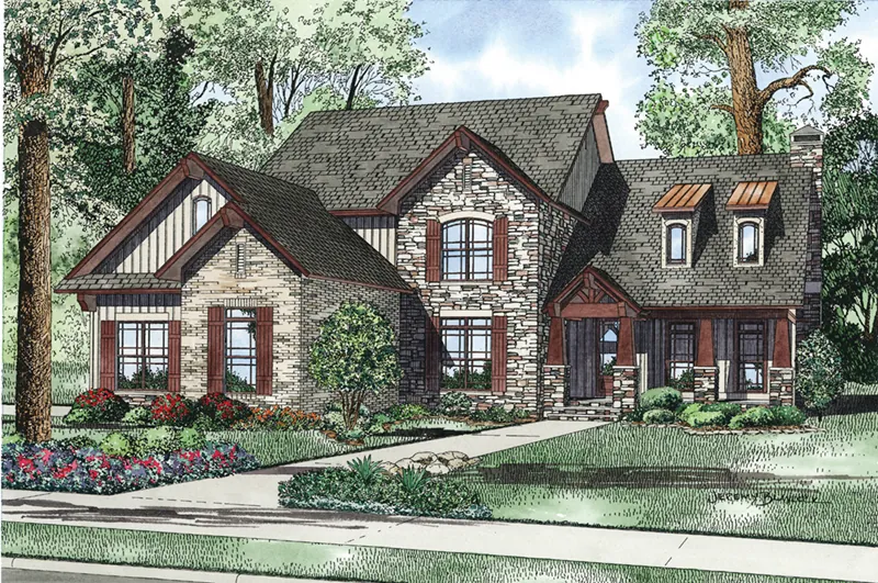 Rustic House Plan Front of Home - Santee Trail Rustic Home 055D-0959 - Shop House Plans and More