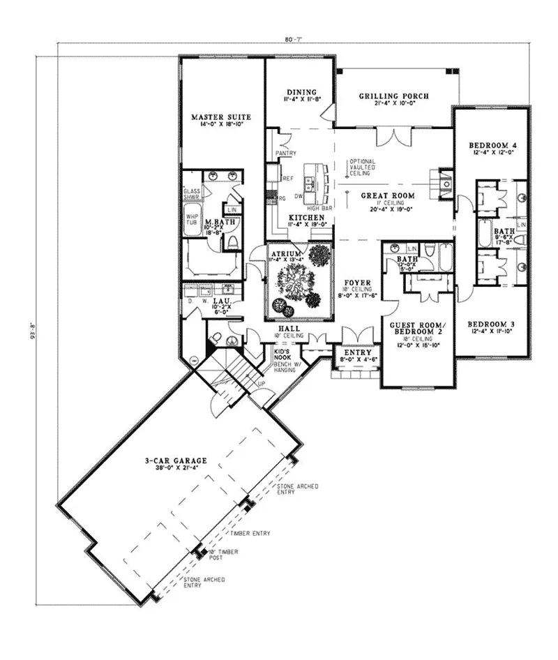 Ranch House Plan First Floor - Mayshire European Home 055D-0961 - Shop House Plans and More