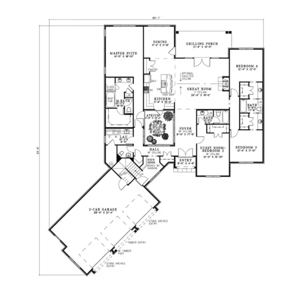 Mountain House Plan First Floor - Mayshire European Home 055D-0961 - Shop House Plans and More