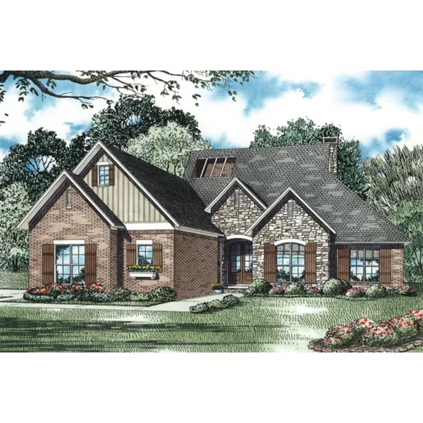 Southern House Plan Front of Home - Layton Circle Ranch Home 055D-0962 - Shop House Plans and More