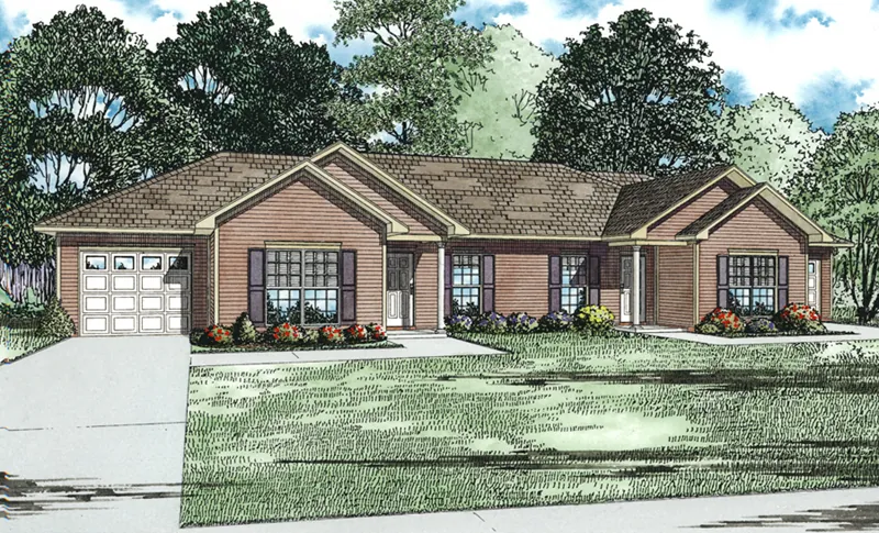Southern House Plan Front of Home - Blairston Ranch Home 055D-0965 - Search House Plans and More
