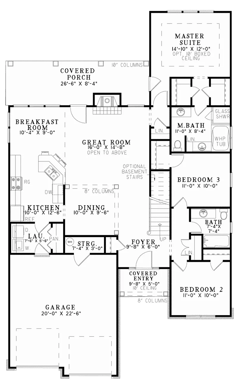 Southern House Plan First Floor - Essman Traditional Home 055D-0966 - Search House Plans and More