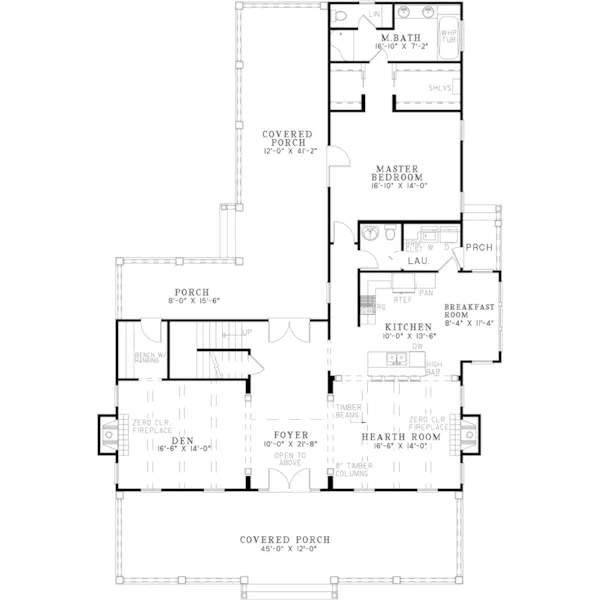 Lake House Plan First Floor - Ledbetter Creek Country Home 055D-0972 - Shop House Plans and More