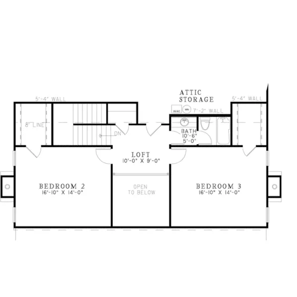 Lake House Plan Second Floor - Ledbetter Creek Country Home 055D-0972 - Shop House Plans and More