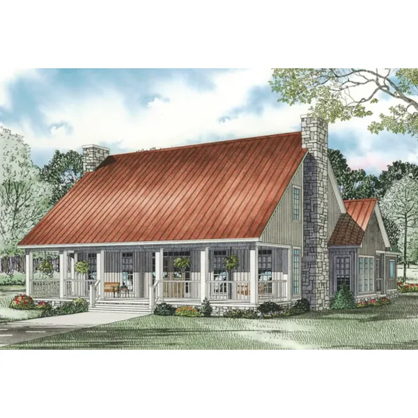 Lake House Plan Front of Home - Ledbetter Creek Country Home 055D-0972 - Shop House Plans and More