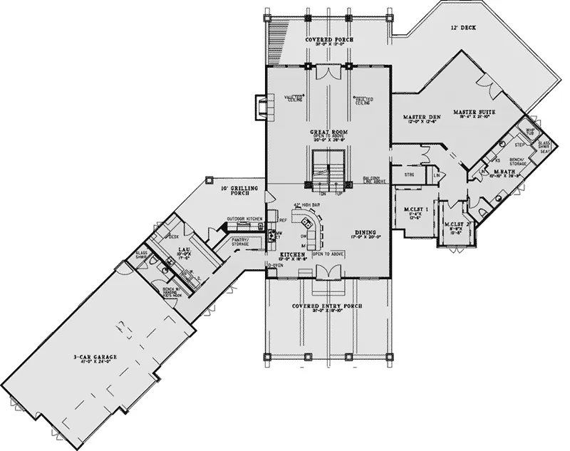 Rustic House Plan First Floor - Mt. Mickley Craftsman Home 055D-0973 - Shop House Plans and More