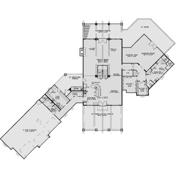 Traditional House Plan First Floor - Mt. Mickley Craftsman Home 055D-0973 - Shop House Plans and More