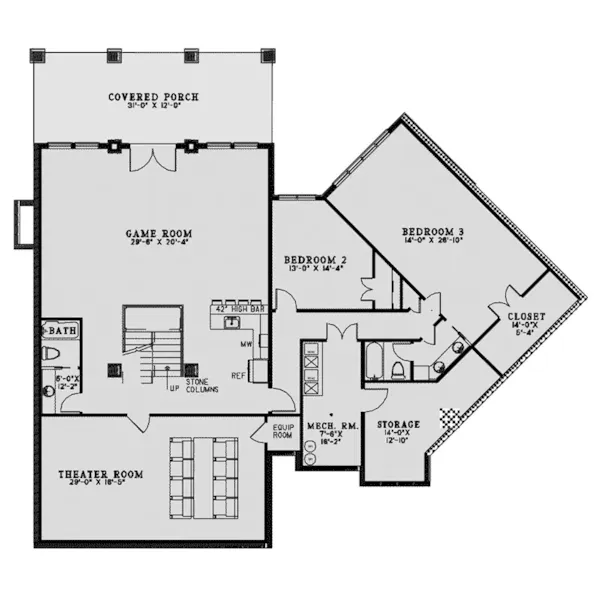 Traditional House Plan Lower Level Floor - Mt. Mickley Craftsman Home 055D-0973 - Shop House Plans and More