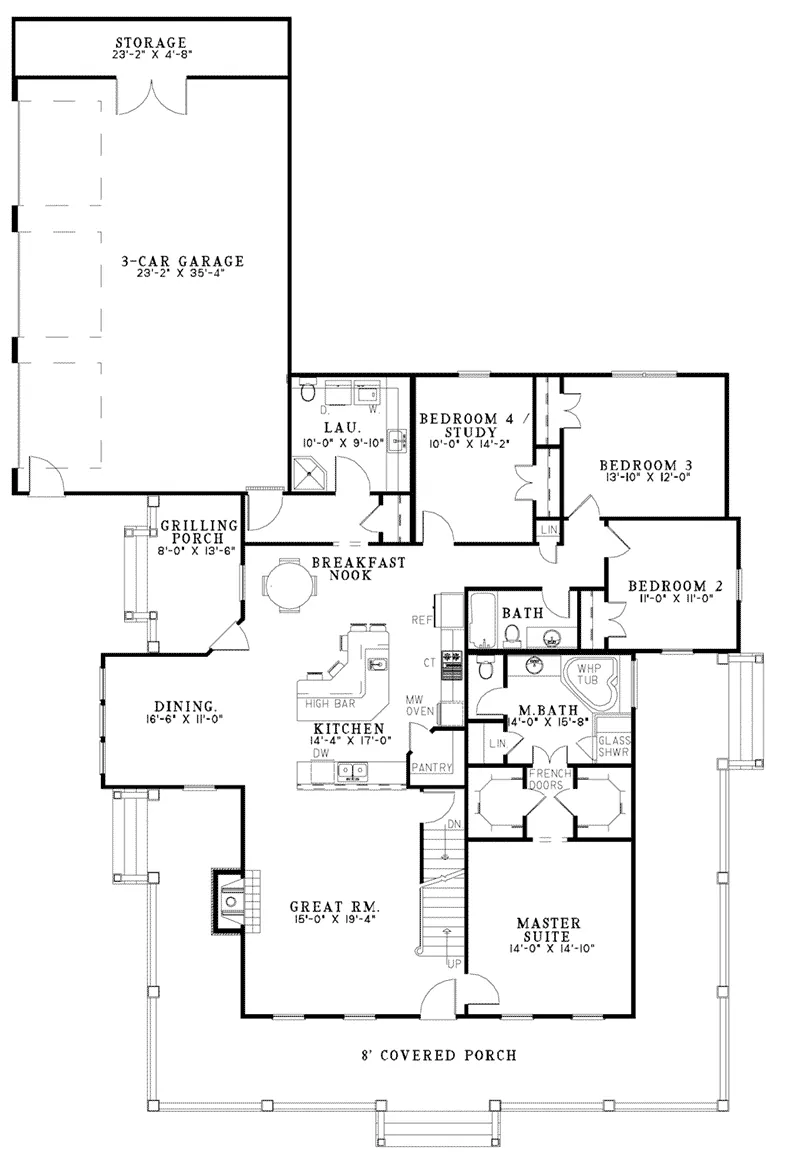 Cabin & Cottage House Plan First Floor - Raven Ranch Country Home 055D-0976 - Shop House Plans and More