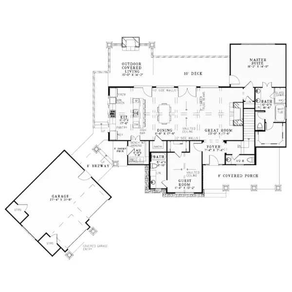 Southern House Plan First Floor - Meadford Mill Country Ranch Home 055D-0977 - Shop House Plans and More