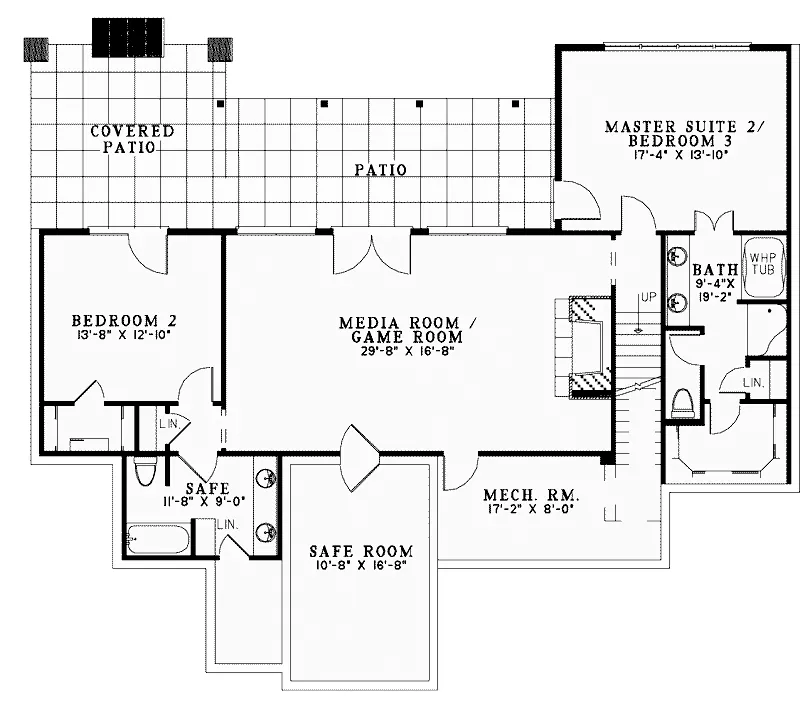 Waterfront House Plan Lower Level Floor - Meadford Mill Country Ranch Home 055D-0977 - Shop House Plans and More