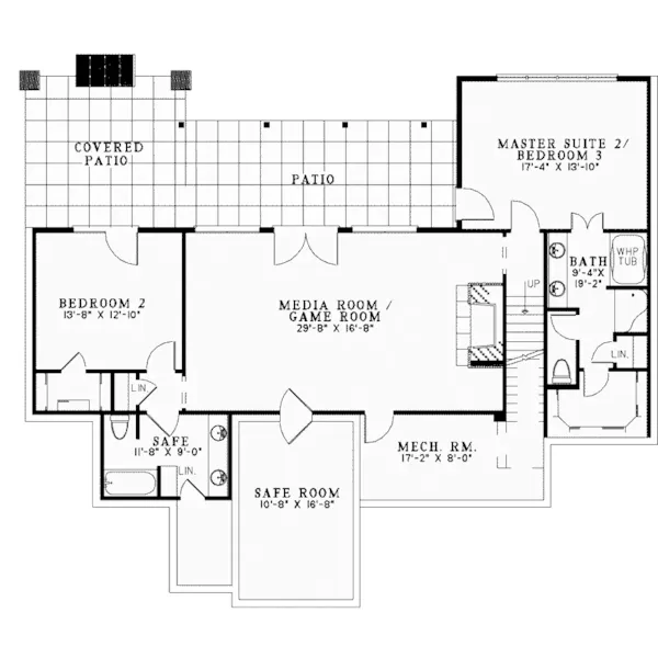 Southern House Plan Lower Level Floor - Meadford Mill Country Ranch Home 055D-0977 - Shop House Plans and More