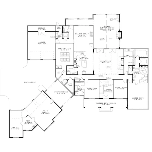 Luxury House Plan First Floor - Lombardo Luxury European Home 055D-0978 - Shop House Plans and More