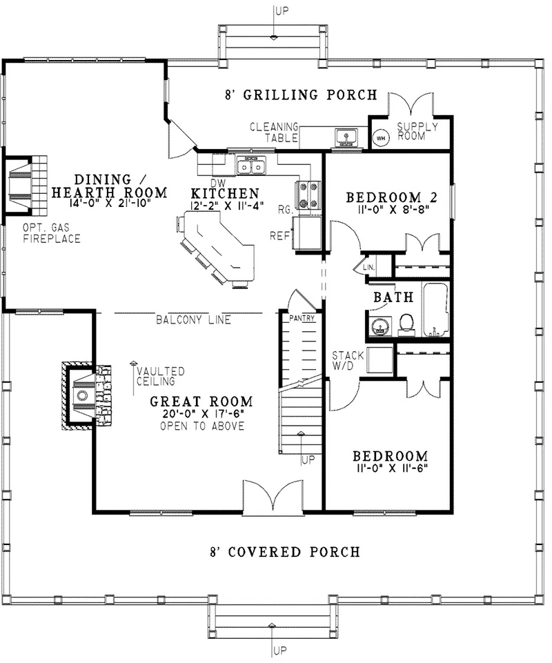 Lowcountry House Plan First Floor - Logan Camp Country Home 055D-0979 - Shop House Plans and More