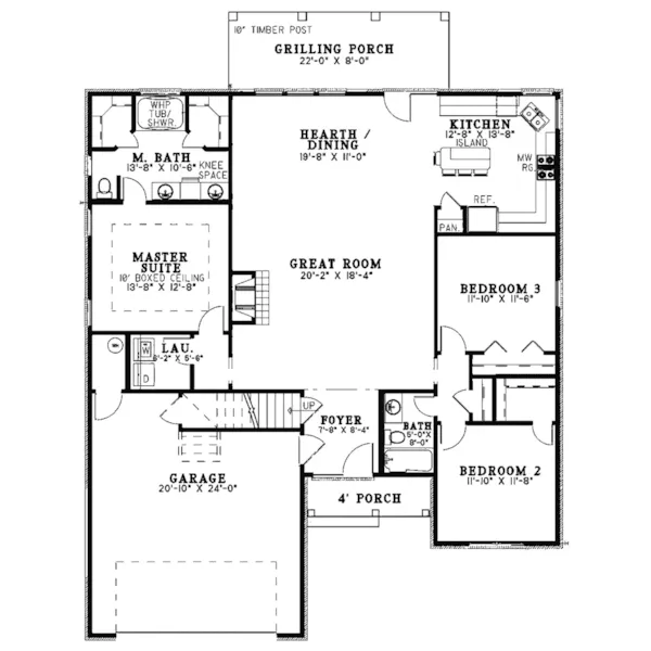 Traditional House Plan First Floor - Lonigro European Ranch Home 055D-0980 - Shop House Plans and More