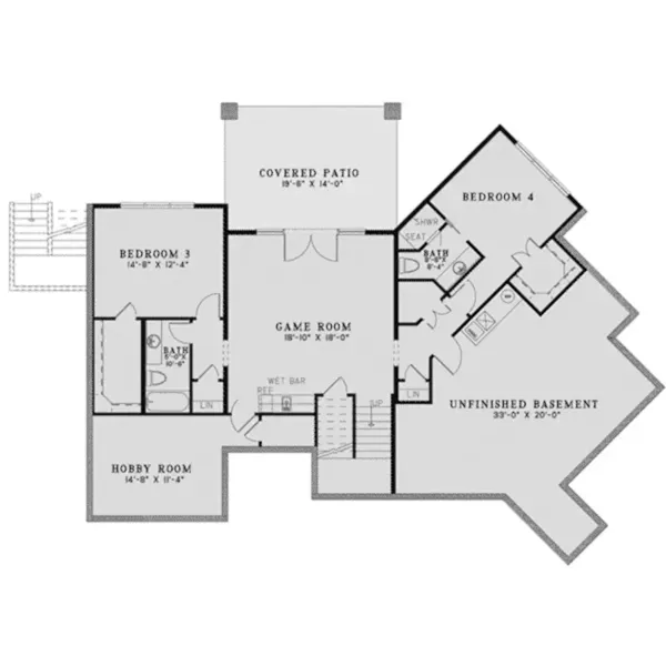 Rustic House Plan Lower Level Floor - Mallard Way Rustic Ranch Home 055D-0981 - Shop House Plans and More