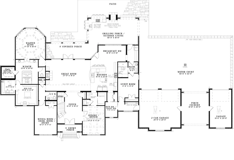 European House Plan First Floor - Prentiss Place European Luxury Home 055D-0982 - Shop House Plans and More