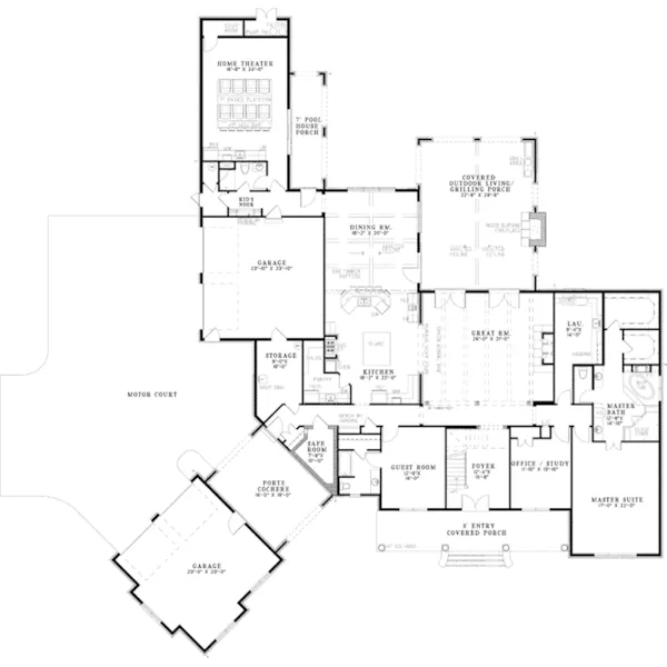 Southern House Plan First Floor - Glengarrie Luxury Home 055D-0983 - Search House Plans and More