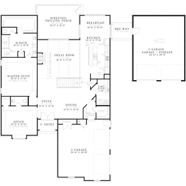 Tudor House Plan First Floor - Fawn Trace Traditional Home 055D-0985 - Search House Plans and More