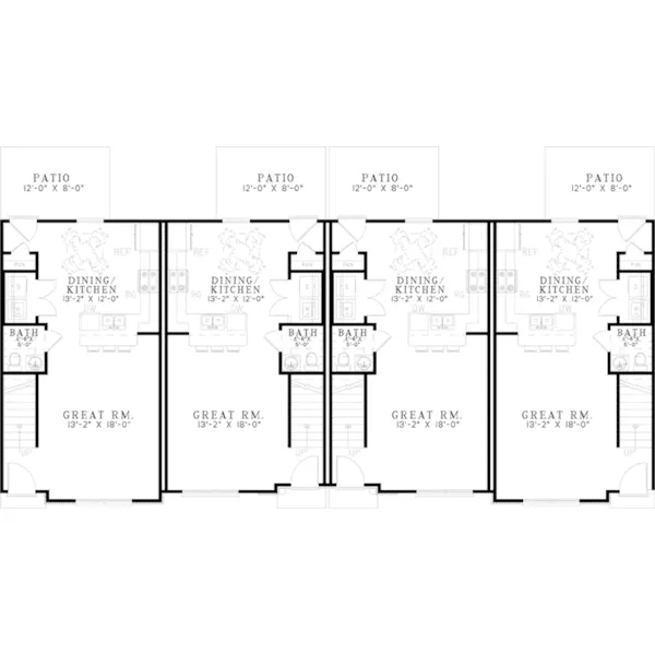 First Floor - Brown Point Duplex Home 055D-0986 - Search House Plans and More